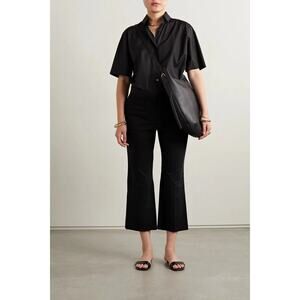 THE ROW Cotton/cashmere Black Bapri Cropped Cotton-Blend Straight-Leg Pants 12